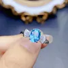 Anillos de racimo Antiguo azul Paraiba Topaz Anillo Real Sólido 925 Plata esterlina Promesa Compromiso Aniversario Regalo