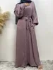 エスニック服アバヤ七面鳥ヒジャーブドレスレトロイスラム教徒の女性長いパフスリーブドバイサンドレスローブカジュアルソリッドイスラム
