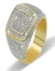 2020 Hiphop CZ -ringar för mäns fulla diamant fyrkantiga hiphop -guldpläterade smycken 5528885