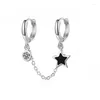 Boucles d'oreilles créoles Double percées en Zircon, étoile, clou d'oreille, chaîne en métal, pendante pour femmes et filles, bijoux de personnalité à la mode