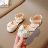 Scarpe basse Ragazze Mezze sandali Bambini Strass Fiocco Scarpe da principessa Bambino con suola morbida Scarpe basse per bambini Taglia 23-35 Bambino 231215