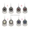 Dangle Chandelier 4 Colors Bohemian Vintage Sier Enamel Ball Tassel Earrings Jewelry Design Drop Delivery Dhjrm