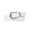 Ceintures Ceinture de strass de luxe pour femmes robes en cuir PU argent diamant boucle carrée ceinture Punk Y2K accessoires jean taille