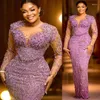 Party Dresses 2023 Elegant Purple Lace Beading Evening Dubai Arabic Formal Dress Vestidos de Noche Long Prom Gowns