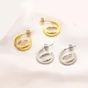 18k gold plated stud 3 colours Stud Gold jewelry exquisite Gold Earrings Alphabet Hoop ear Stud Letter Earrry set gift Hoop Earrings Gold lover Earings