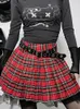 Gonne 2023 Usura delle Donne A Pieghe JK Donne Insgoth Goth Plaid Mini Breve Una Linea Gonna a Pieghe Punk Maglia Patchwork Cintura Uniforme