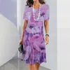 カジュアルドレス夏の女性のカラフルな印刷要素y2kファッションホリデーoネックプラスサイズパーティーウェア2024