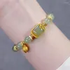 Gliederarmbänder Goldfarbenes Hetian-Jade-Armband, modisches Temperament und personalisiertes Design, einzelne Doppelschicht-Schmuckzubehör