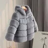 Manteau de fourrure à capuche pour enfants, Imitation fourrure, vêtements épais pour filles, manteau de fourrure d'automne et d'hiver pour bébés