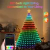 Andra evenemangsfestleveranser Smart RGB Christmas Tree Lights Fairy Led Star Strings Waterfall App Bluetooth Yard Holiday Music Rhythm Lights RGB LED Xmas 231214