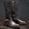 Boots Vintage Knee High Men Luxury Genuine Leather Comfortable Handmade Brand Designer Autumn Fashion Long Shoes Male