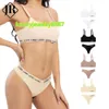 Custom Letter Print Ladies Soft Wirefree No Padded Private Label Seamless Bra And Thong Women Underwear Set For Young Girls