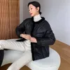 Women's Leather Winter Short 90% White Duck Down Genuine Coat Splicing Single Breasted Warm Loose Sheepskin Overcoat