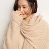 Scarves Arrival Autumn Winter 100% Pure Cashmere Knitted Women Scarf Solid Color Poncho Warm Fashion Capes Lady High Quality Scarves 231214