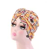 12pcs / lot motif africain Femmes Headrap Bandana Headswear dames multicolor Hair Scarf imprimé nœud vortex Turban Milk Silk Hat