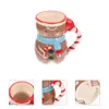 Wine Glasses Christmas Ceramic Mug Cup Snowman Soup Cups Cereal Water Coffee Mugs Ceramics Container Pattern Elder Breakfast