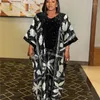 Ethnic Clothing Sequin Printed Muslim Abaya Loose African Dresses For Women Ladies Traditional Robe Africaine Femme Evening Long Dress
