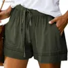 Shorts femininos calças curtas de cintura alta bolsos de perna larga drstring shorts confortáveis cor sólida cintura elástica shorts soltos para summerl231215