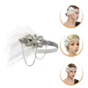 Bandanas European American 1920 -talets pannband Bride Tiara Tassels Headpiece Crystal Cocktail Party Hair Accessory