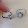 Cluster Ringen 7-8mm Zilvergrijs Echte Akoya Parel Ring 925 Open Met Natuurlijk Zeewater Voor Vrouwen bruiloft Verjaardagsfeestje