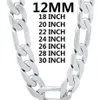 Solid 925 Sterling Silver Necklace for Men Classic 12mm Cuban Chain 18-30 Inches Charm High Quality Fashion Jewelry Wedding 220222179K