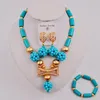 Collana con orecchini set bellissimo matrimonio nigeriano perline africane gioielli bianchi costume da donna SJZQ5-3