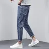 Herenjeans Korea Casual broek enkellange hoge kwaliteit zomer stretch katoen gat dun streetwear ontwerp denim 231214