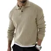 Suéter masculino outono inverno camisola masculina de malha polo camisas lapela cor sólida pulôver de malha social streetwear casual negócios homens roupas 231214