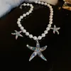 Pendanthalsband Minar Luxury Colorful Rhinestone Star Imitation Pearl Beaded Chokers For Women Women Beach Party Jewelry