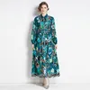 Boutique Women Printed Dress 2024 Spring Autumn Maxi Dress High-end Fashion Lady Retro Printed Long Dresses Long Sleeve Dress Party Runway Dresses