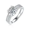 Anéis de cluster SOXW 1ct 6.5mm brilhante moissanite 925 anel de prata esterlina para mulheres diamante redondo