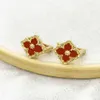 Boucles d'oreilles porte-bonheur trèfle à quatre feuilles, Vintage, couleur unie, clous d'oreilles en cuivre pour femmes, bijoux de luxe, cadeau 2983, 2022