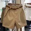 Women's Shorts Cotton Khaki Workwear Shorts Women's Summer Outerwear New Loose High Waist A- Line Cropped Wide Leg Shorts FeL231215