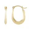 Hoop Earrings 10K Yellow Gold Small Plain Hollow Oval Hoops