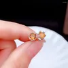 Stud Earrings Natural Crystal Pure Fire Color Flash Fanta Citrine 925 Silver Ladies Simple Small And Cute