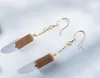 Dangle Earrings Laoshan Back Pattern Earrings-Matching: Carved Sandalwood Barrel Beads Incense Elegant Light Luxury Self-Use Gift