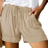 Shorts femininos calças curtas de cintura alta bolsos de perna larga drstring shorts confortáveis cor sólida cintura elástica shorts soltos para summerl231215