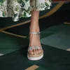 Sandálias Verão Cunha Salto Grosso Mulheres Sapatos Estilo Francês Open Toe Bombas Simples Elegante Prata Em Relevo Senhoras