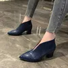 Ботинки, женские ботильоны в стиле ретро, 2023, женская лакированная кожа с острым вырезом, простые универсальные офисные женские туфли на высоком каблуке, 231214