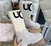 2024Women's Fashion Snow Boots سميكة وحيد مرنة لوحة التريكو الجوارب الدافئة Martin Mid Platform هدية جميلة هدية