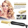 Alisadores de cabelo Aquecimento Pente Alisador Elétrico Pente Flat Iron Cabelo Alisamento Escova Alisamento Ferro Pente Alisador de Cabelo Escova 231214