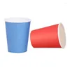 Disposable Dinnerware -40 Pcs Paper Cups (9Oz) - Plain Solid Colours Birthday Party Tableware Catering 20 Blue & Red