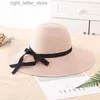 Wide Brim Hats Bucket Hats summer straw hat women big wide brim beach hat sun hat foldable sun block UV protection panama hat bone chapeu feminino YQ231215