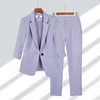 Womens Two Piece Pants Womens summer slim fit fashion set jacket pants twopiece set casual jacket set Korean elegant professional clothing 231214