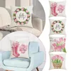 Pillow Flowers Linen Print Pillowcase Spring And Summer Plants Sofa Headrest Cover