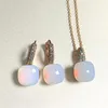 Necklace Earrings Set 2Pcs/Set Classic Jewelry Inlay Light Blue Zircon 32Colors Crystal Fashion