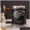 Tazze Bicchiere da vino creativo Una canzone sul ghiaccio e sul fuoco Tazza Game Thrones Birra in rilievo Grande capacità Whisky Coffe Tazze da latte Giardino domestico Dro Dhc6J