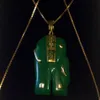 Whole Cheap 18KGP YELLOW GOLD & VIBRANT GREEN JADE ELEPHANT PENDANT286h