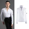 Scene Wear Ballroom Dance Shirt Men Performance Costume Mesh Modern Dancewear Waltz Latin Practice Clothing