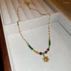 Anhänger Halsketten Harz Runde Perlenkette Sonnenblume Halskette Für Frauen Licht Luxus Retro Party Schmuck